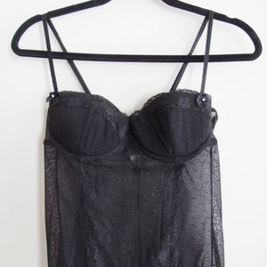 H&M black lace babydoll push-up lingerie